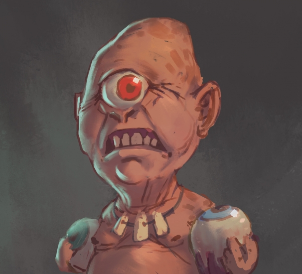 A tiny little cannibal cyclops man.